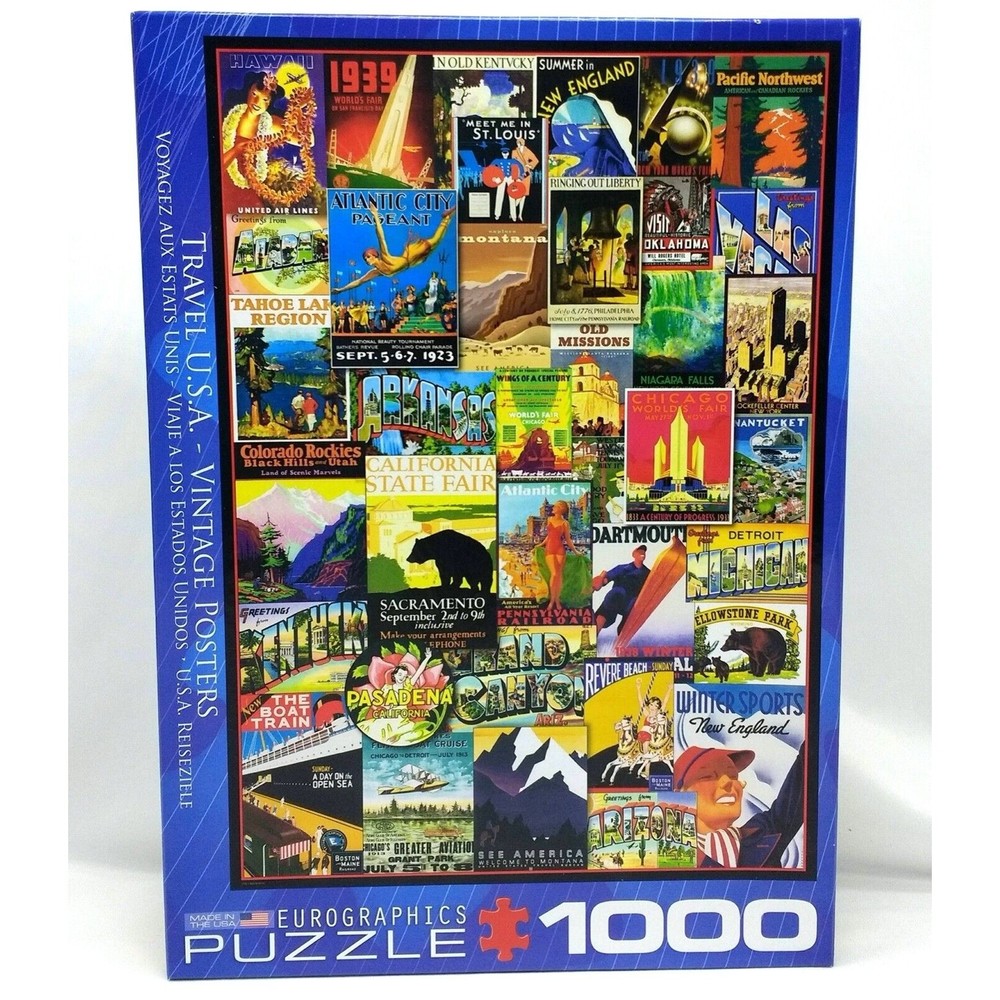 Travel USA Vintage Posters 1000 Pc Puzzle Eurographics USA 19.25" x 26.6"